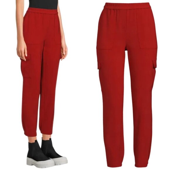 Theory Northsound Cargo Joggers Pants Women's 2 Red Oak Trousers Career Chic NWT - Picture 2 of 14